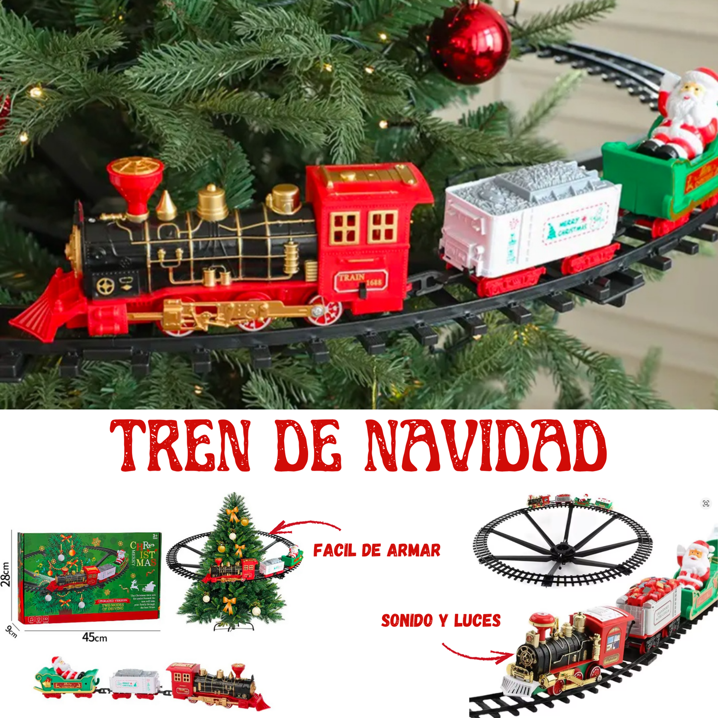 Tren de Navidad con luces y sonidos