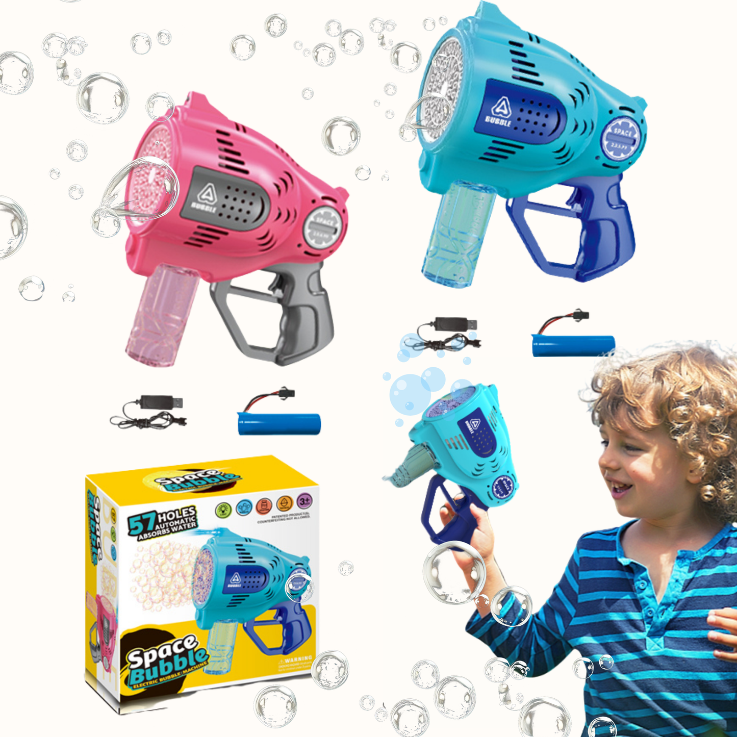 Pistola de burbujas recargable 57 Agujero