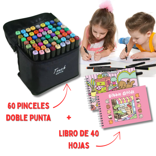 Pincel doble punta touch + Libro para colorear