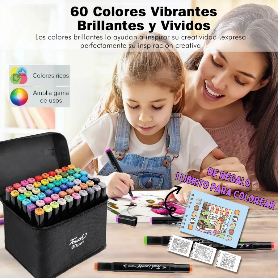 Pincel doble punta touch + Libro para colorear